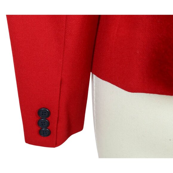 Vintage 80s Velvet Trim 100% Wool Blazer Jacket Size 8P Red Evan Picone Holiday - Picture 6 of 11